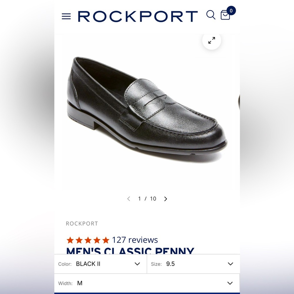 Rockport Mens Classic Loafer Penny sz 9.5w